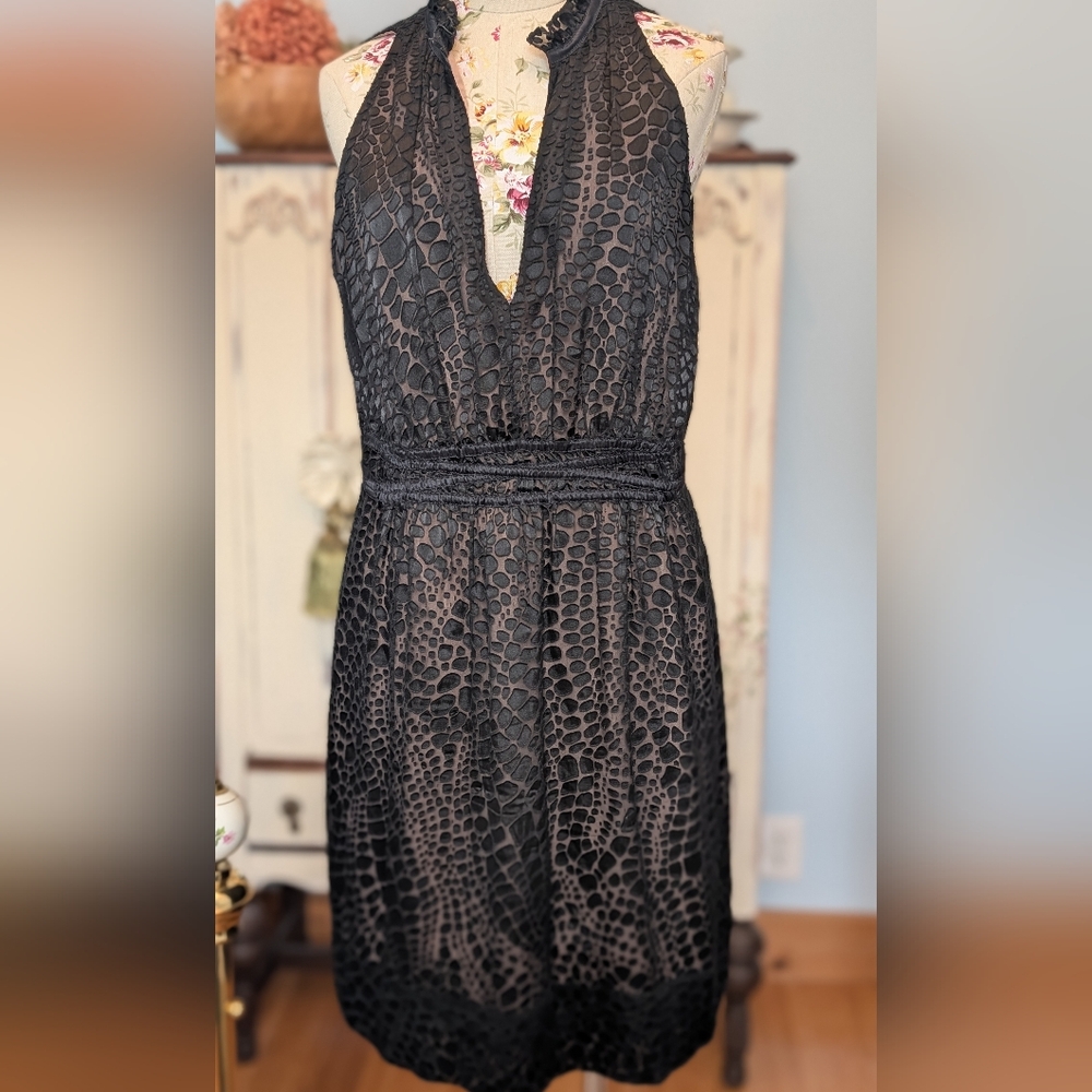 BCBGMaxAzria Black and Tan Dress-003
